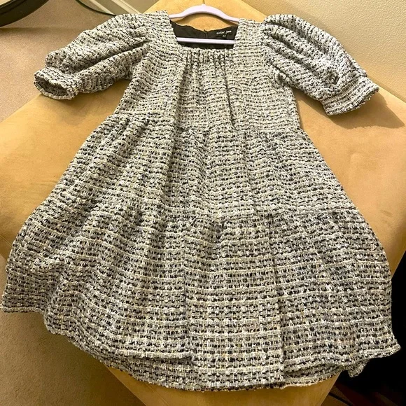 knee length dresses for ladies Dream Spectacle Tweed Mini Dress Houndtooth Black / L main image 1